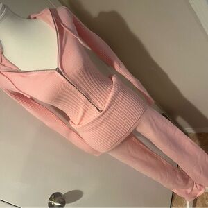 Frankie’s Bikinis Aimee Pink Zip-Up Hoodie and Knit Pants Set